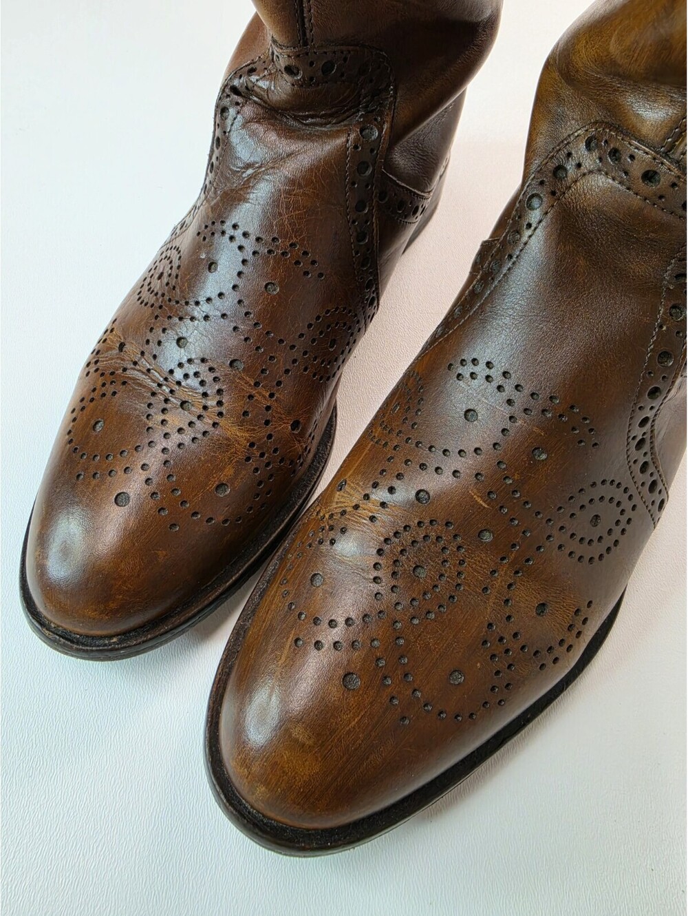 Franco Cuadra Shop Almond Brown Calfskin Leather Zip Boots Womens 23.5 US 6 - Picture 5 of 11